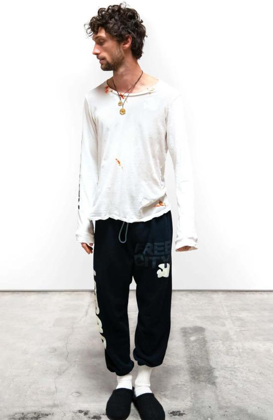  Free city 민소매 티셔츠 프리 시티 아티스트 원티드 페인트 슈퍼 빈티지 롱슬리브 티셔츠 화이트 - FREECITY