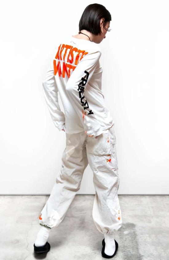  Free city 민소매 티셔츠 프리 시티 아티스트 원티드 페인트 슈퍼 빈티지 롱슬리브 티셔츠 화이트