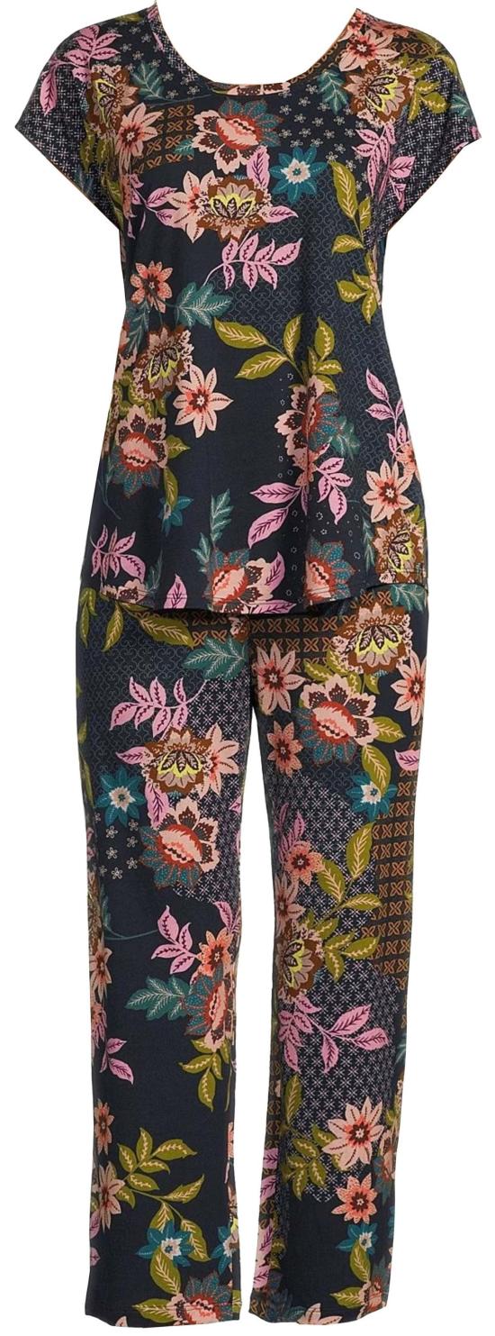  조니 와스 라운지 웨어 Johnny Was Delfino 캡 슬리브 크루넥 크롭 파자마 세트 멀티컬러