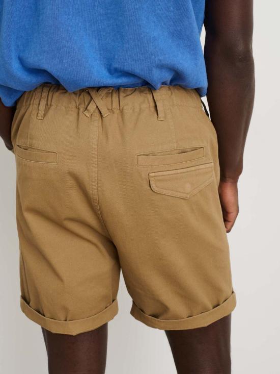  알렉스 밀 숏팬츠 풀온 버튼 플라이 반바지 웜 카키 - ALEX MILL