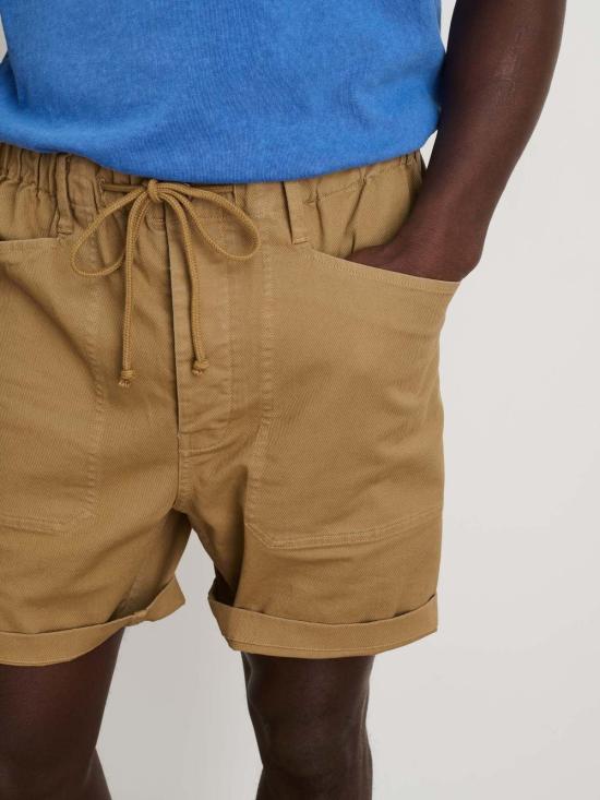  알렉스 밀 숏팬츠 풀온 버튼 플라이 반바지 웜 카키 - ALEX MILL