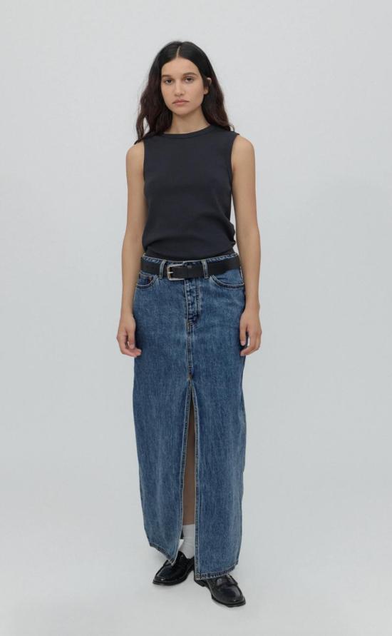  스틸히어 데님 스커트 스틸 히어 뉴욕 리마 스커트 클래식 블루