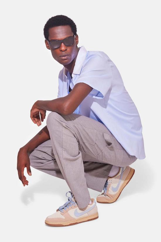  Blue&Cream 반팔 셔츠 블루&크림 팝린 반팔 버튼다운 옅은 파란색/흰색 칼라 - BLUE&CREAM