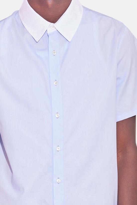  Blue&Cream 반팔 셔츠 블루&크림 팝린 반팔 버튼다운 옅은 파란색/흰색 칼라 - BLUE&CREAM