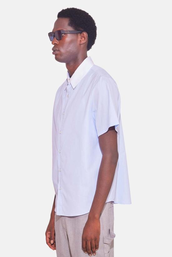  Blue&Cream 반팔 셔츠 블루&크림 팝린 반팔 버튼다운 옅은 파란색/흰색 칼라 - BLUE&CREAM