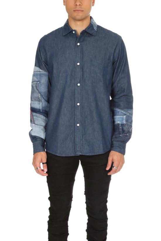  Shuttle Notes 긴팔 셔츠 셔틀 노트 실험 버튼 다운