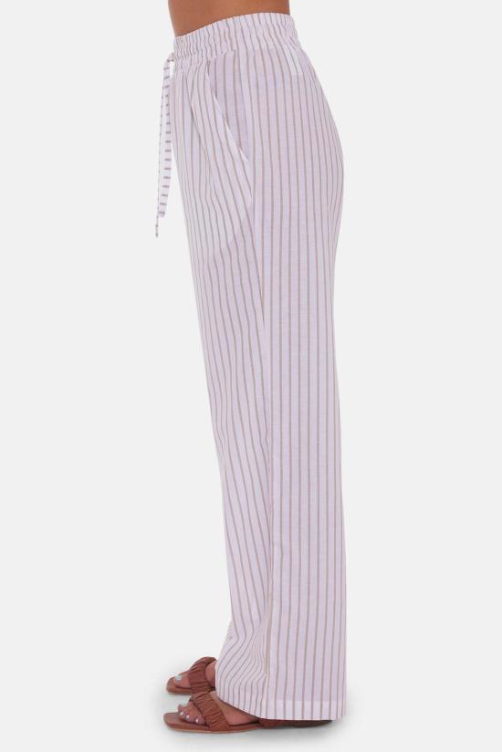  더 타일 클럽 스트레이트 팬츠 타일 클럽 쥘스 코튼/리넨 팬츠 화이트 스트라이프 - THE TILE CLUB