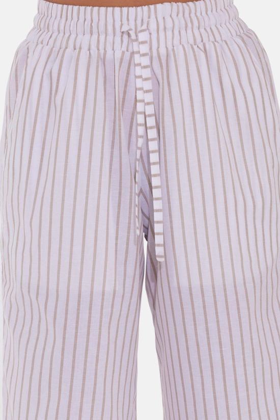  더 타일 클럽 스트레이트 팬츠 타일 클럽 쥘스 코튼/리넨 팬츠 화이트 스트라이프 - THE TILE CLUB