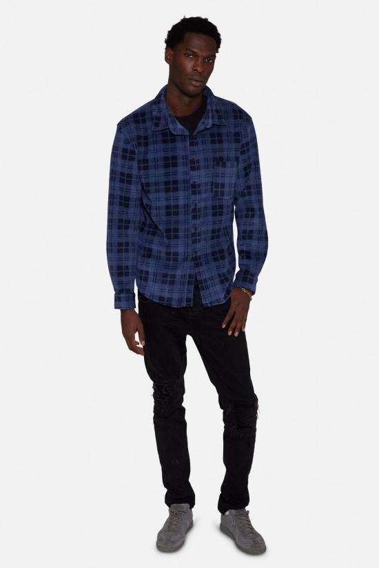  블루&크림 자켓 폴라 플리스 오버셔츠 네이비 플레드 - BLUE&CREAM