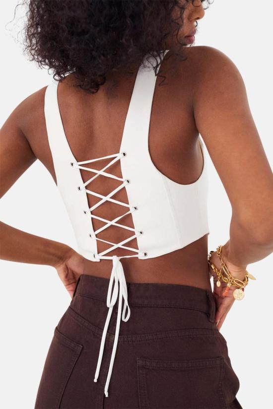  포러브앤레몬스 민소매 티셔츠 포 러브 앤 레몬스 노미 크롭 탑 아이보리 - FOR LOVE & LEMONS