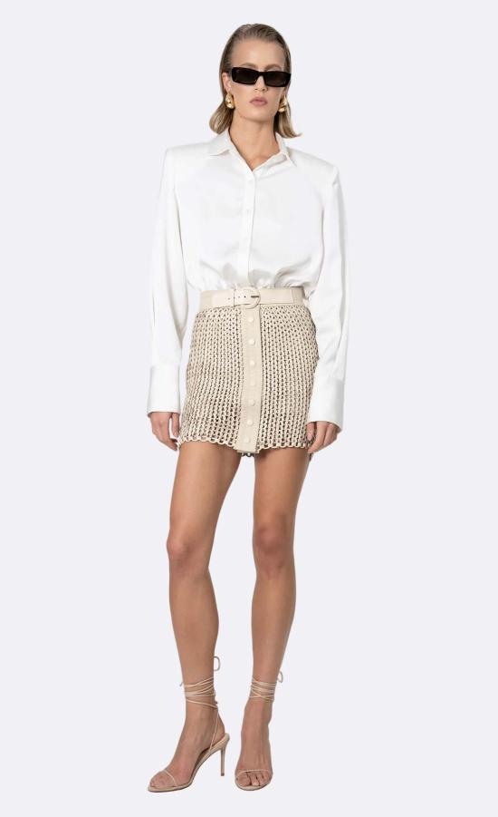  논살란트 레이블 숏 스커트 무심코 라벨 카이덴 스커트 크레마