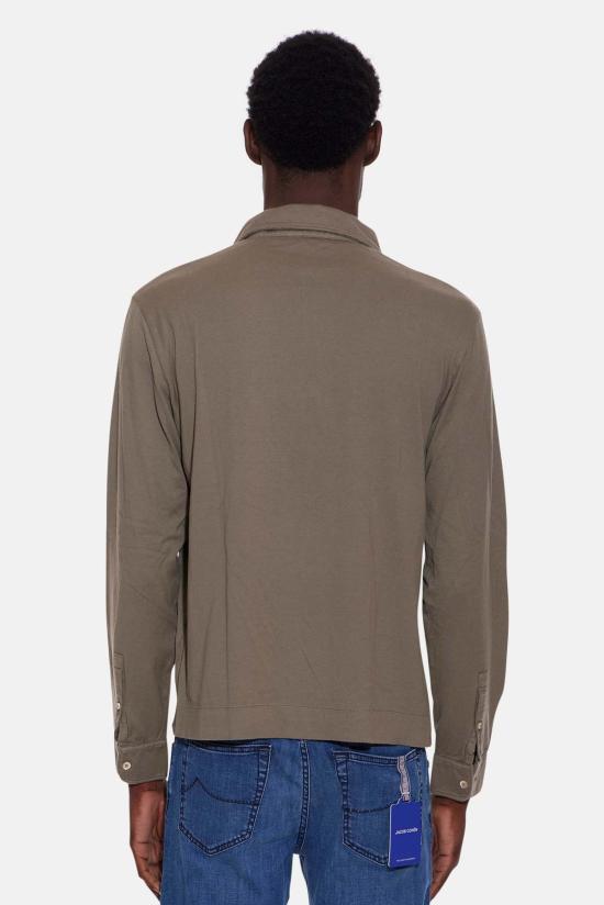  볼리올리 폴로 티셔츠 코튼 캐시미어 롱슬리브 폴로 아미 그린 - BOGLIOLI