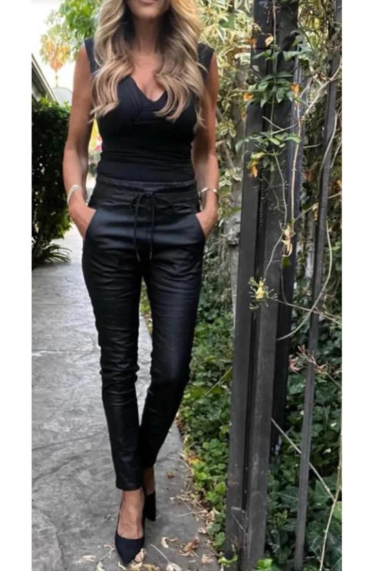  FLOG 스트레이트 팬츠 플로그 셀리 비건 레더 조거 팬츠 블랙