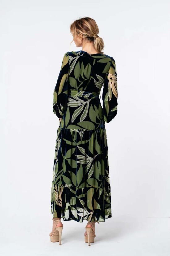  Ciebon 롱 원피스 Lilian Velvet Burnout Maxi Wrap Dress 그린/네이비 - OTHER BRANDS