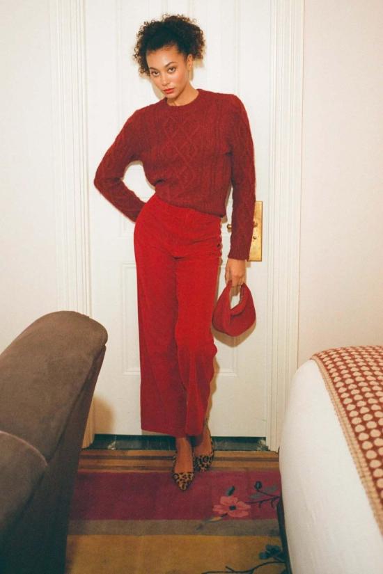  롤라스 스트레이트 팬츠 세일러 벨벳 팬츠 루비