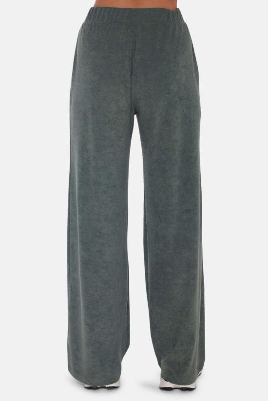  더 타일 클럽 스트레이트 팬츠 타일 클럽 골디 와이드 레그 테리 팬츠 그린 - THE TILE CLUB