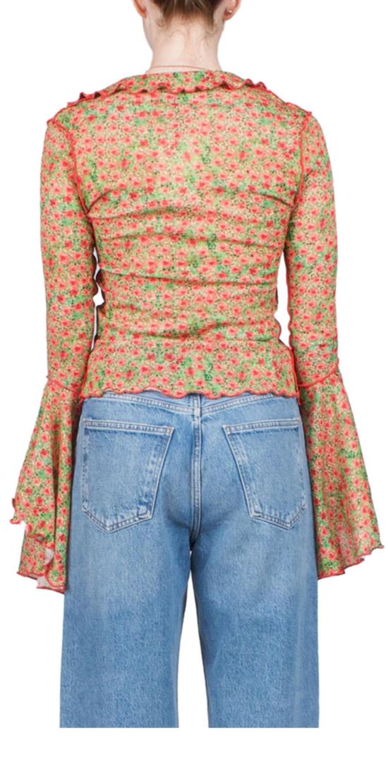  SIEDRÉS 블라우스 SiedrÉs Zee 플루티드 슬리브 타이 프런트 셔츠 멀티 - OTHER BRANDS