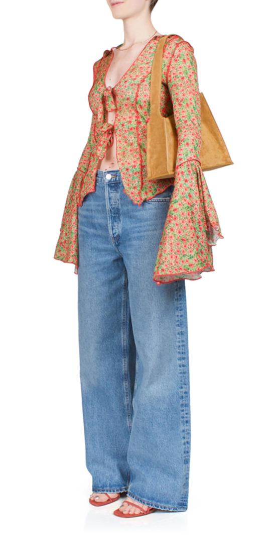  SIEDRÉS 블라우스 SiedrÉs Zee 플루티드 슬리브 타이 프런트 셔츠 멀티 - OTHER BRANDS