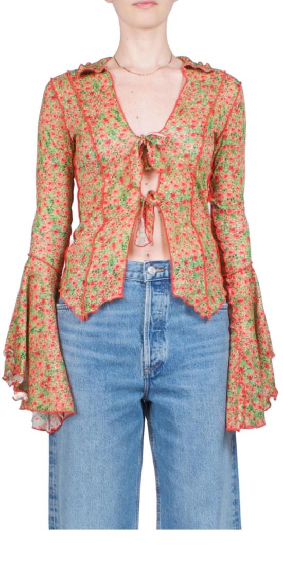  SIEDRÉS 블라우스 SiedrÉs Zee 플루티드 슬리브 타이 프런트 셔츠 멀티