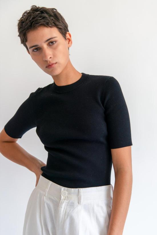  데미리 뉴욕 반팔 티셔츠 데밀리 클라라 코튼 탑 블랙 - DEMYLEE