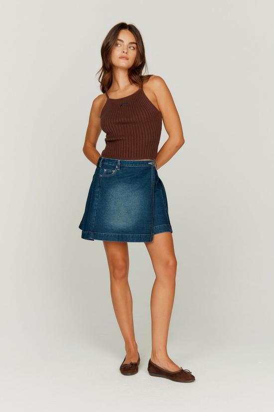  하우스오브써니 데님 스커트 하우스 오브 서니 페이드 플리츠 스커트 블루 린스