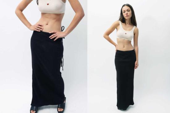  베이스레인지 롱 스커트 베이스렌지 브릭 스커트 블랙 - BASERANGE