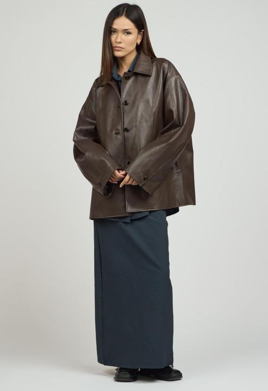  더 엔케이씨 스토어 가죽 자켓 Nkc 토니 비건 가죽 재킷 브라운 - THE NKC STORE