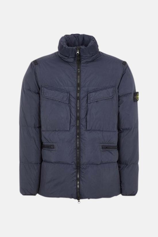  스톤 아일랜드 숏패딩 스톤아일랜드 크링클렙스 다운재킷 다크블루