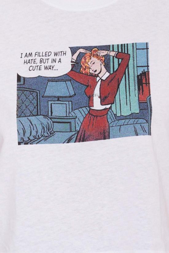  블루&크림 반팔 티셔츠 인 어 큐트 웨이 티셔츠 - BLUE&CREAM