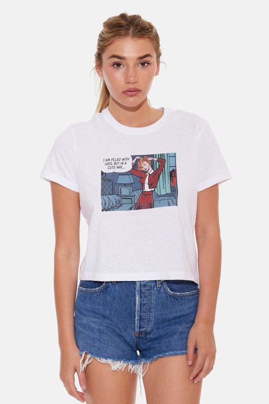  블루&크림 반팔 티셔츠 인 어 큐트 웨이 티셔츠 - BLUE&CREAM