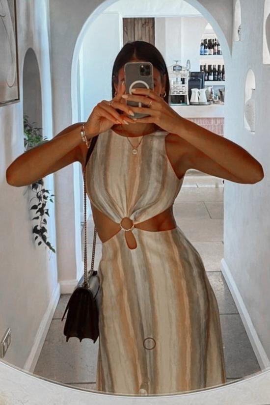  시그니피컨트 아더 롱 원피스 Significant Other Jessica 맥시 드레스 수채화 스트라이프 - SIGNIFICANT OTHER