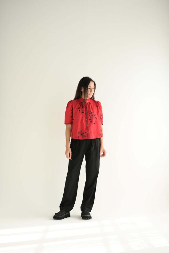  알릭스 오브 보헤미아 스트레이트 팬츠 콜렛 누아르 세어서커 팬츠 블랙