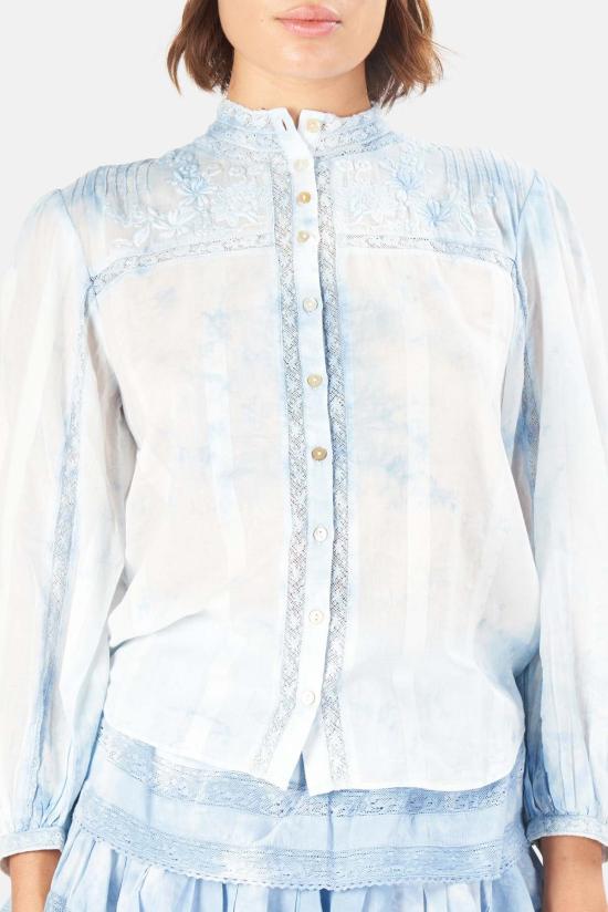  러브쉐이크팬시 블라우스 러브 쉑 팬시 론다  퍼시픽 인디고 핸드 다이 - LOVESHACKFANCY