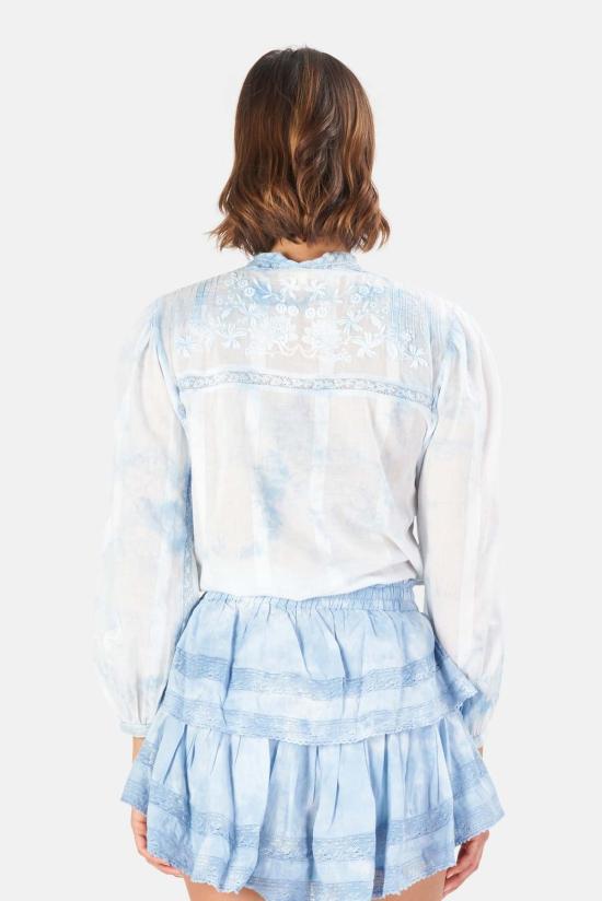  러브쉐이크팬시 블라우스 러브 쉑 팬시 론다  퍼시픽 인디고 핸드 다이 - LOVESHACKFANCY