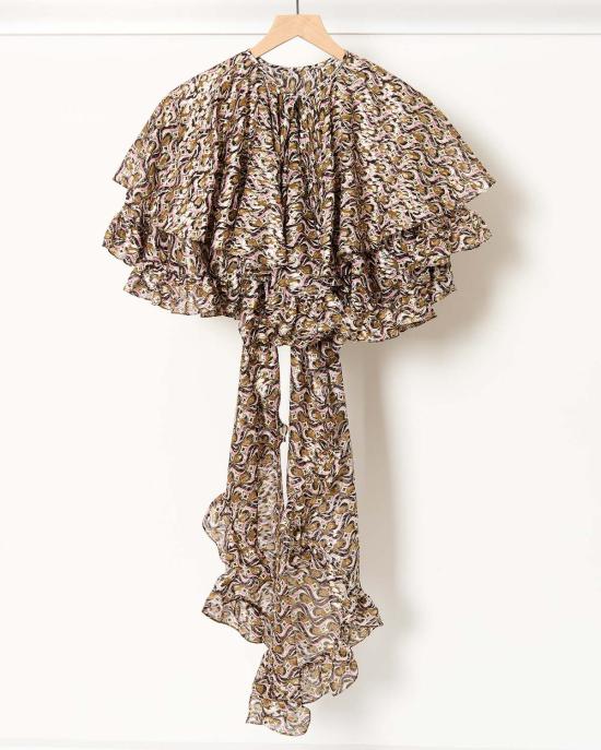  라 더블제이 블라우스 라 더블 J 볼 드롭 미니 케이프 자이브 - LA DOUBLEJ