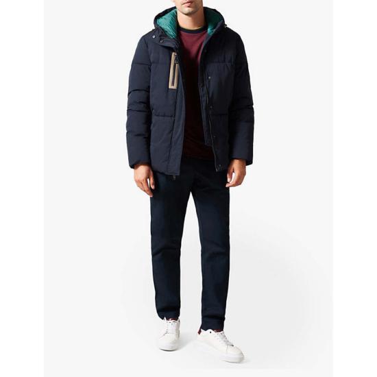  테드베이커 숏패딩 Ted Baker Kinmont 후드 풀 지퍼 퍼퍼 재킷 네이비 - TED BAKER