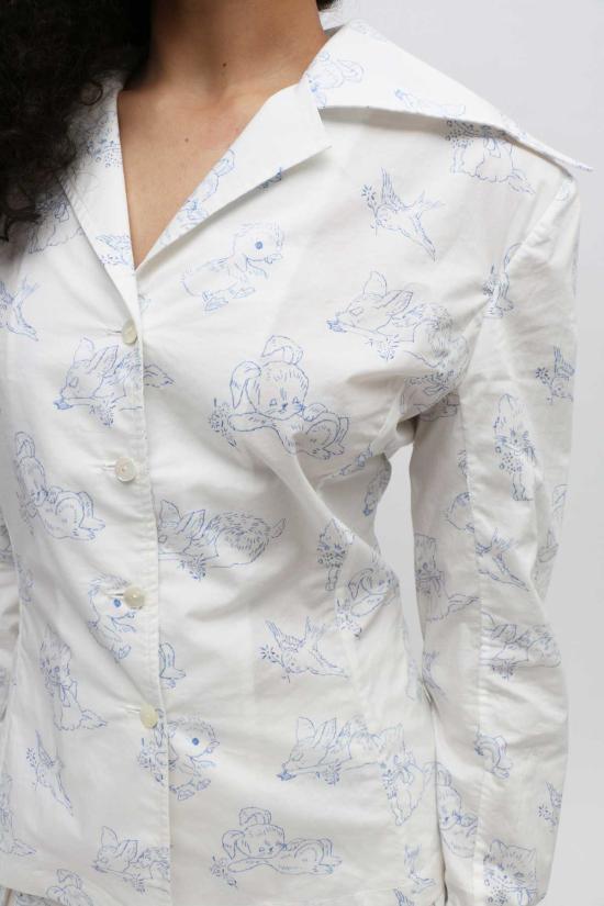  유한왕 블라우스 애니멀 프린트 - YUHAN WANG