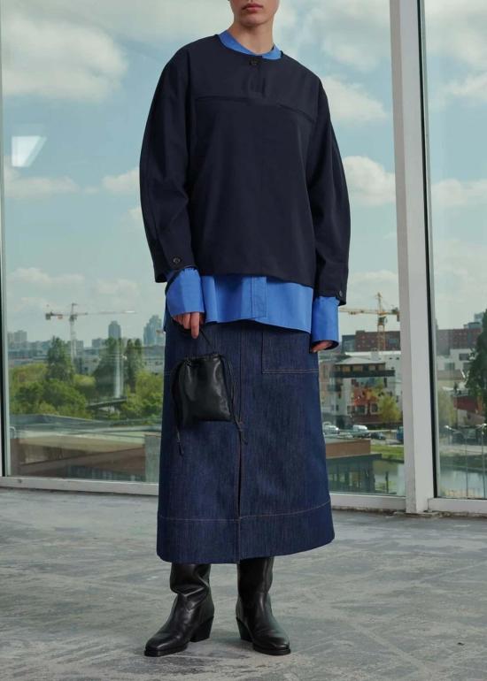  쉐르 블라우스 수르 튀니지  네이비 - SOEUR