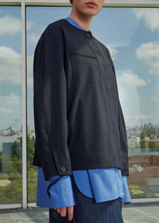  쉐르 블라우스 수르 튀니지  네이비 - SOEUR