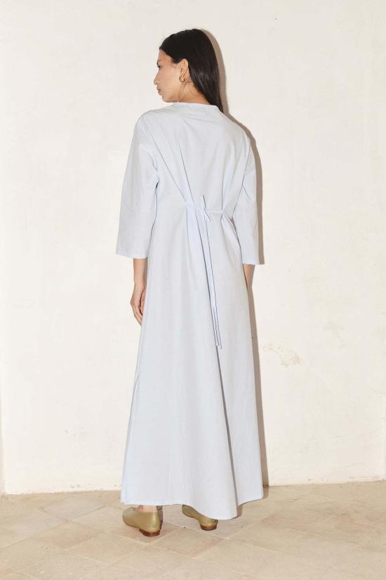  다두라 롱 원피스 다투라 페이 필 필 코튼 드레스 파우더 블루 - DATURA