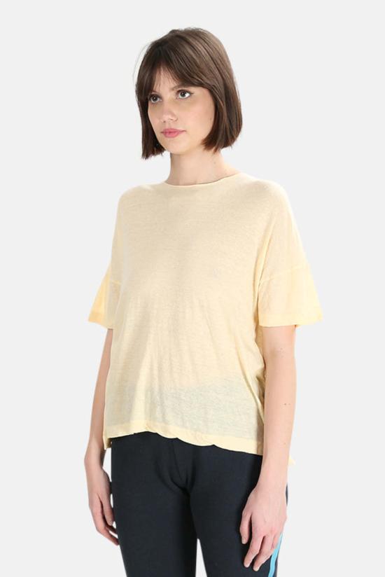  브룸 반팔 티셔츠 V/Room 하이 소프트 멜란지 티 내추럴 크림 - V::ROOM