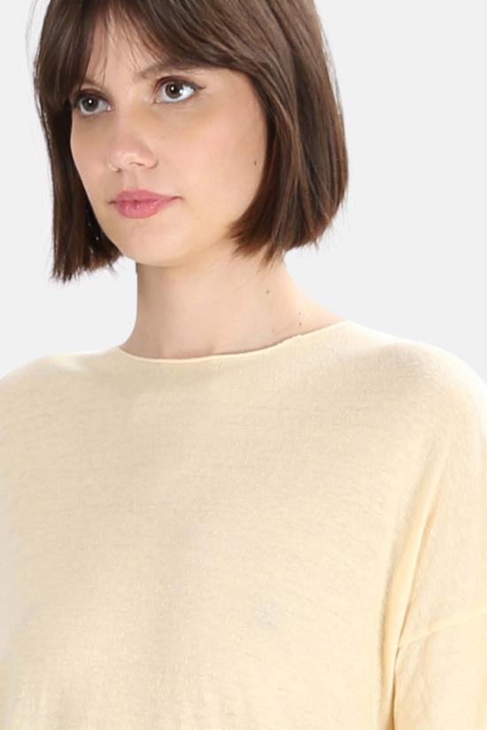  브룸 반팔 티셔츠 V/Room 하이 소프트 멜란지 티 내추럴 크림 - V::ROOM