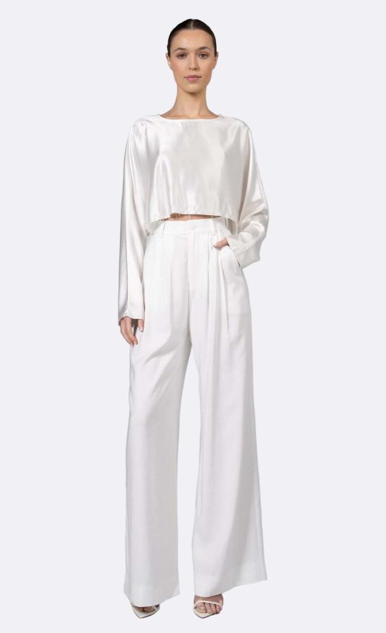  논살란트 레이블 스트레이트 팬츠 논샬런트 라벨 파비 와이드 레그 팬츠 화이트 - NONCHALANT LABEL