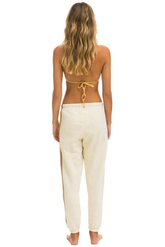  에비에이터 에디션 스트레이트 팬츠 Aviator Nation 5 스트라이프 스웨트 팬츠 빈티지 화이트/탠 - AVIATOR NATION