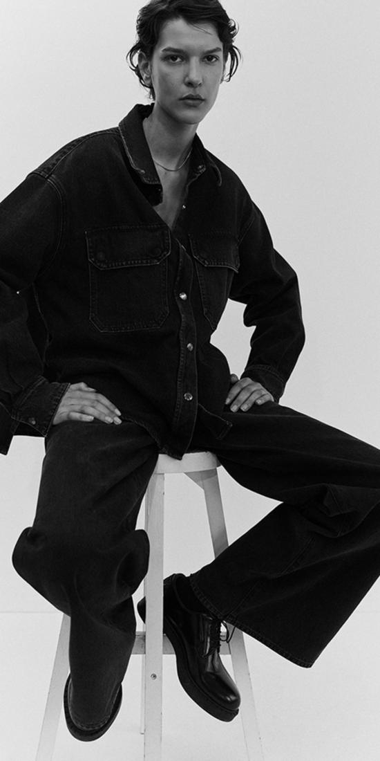  에이골디 데님 팬츠 아골드 클라라 로우 라이즈 배기 진 마스카라 - AGOLDE