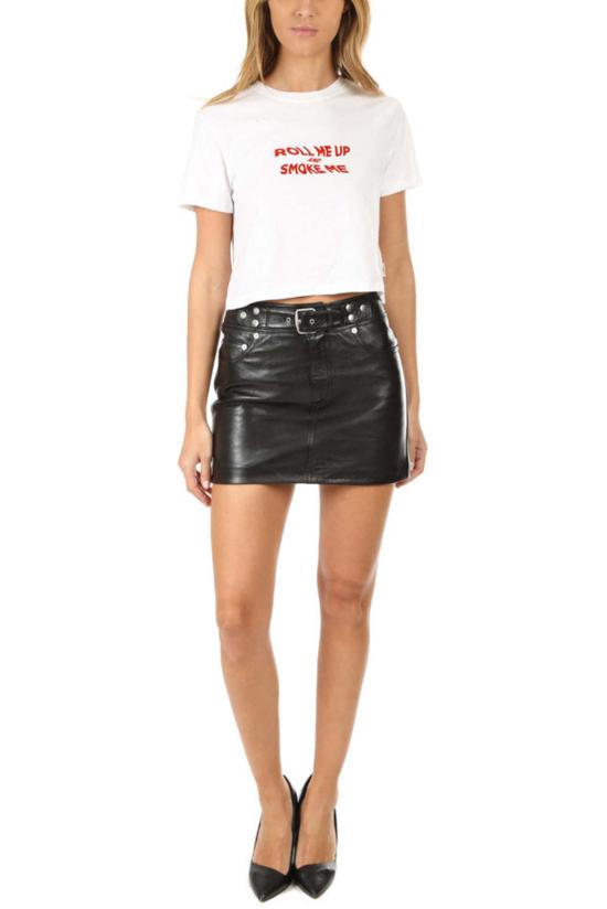  리던 숏 스커트 Re/Done 가죽 버클 스커트 블랙 - RE/DONE