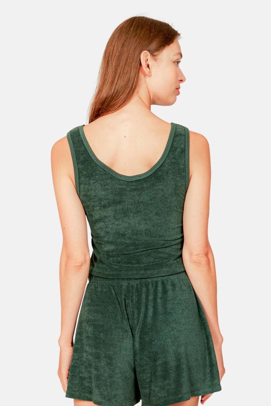  블루&크림 민소매 티셔츠 조 크롭 탱크 포레스트 그린 - BLUE&CREAM