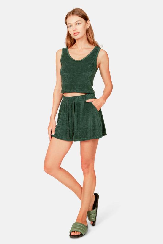  블루&크림 민소매 티셔츠 조 크롭 탱크 포레스트 그린 - BLUE&CREAM