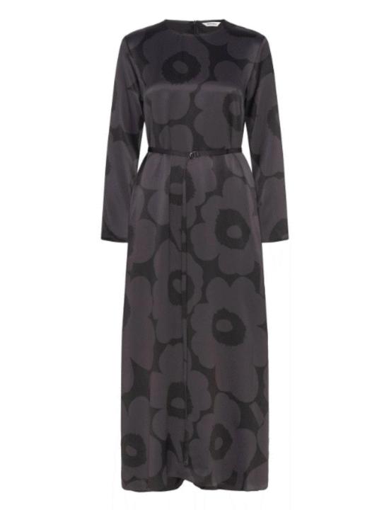 마리메꼬 롱 원피스 Marimekko Mennyt Unikko 드레스 블랙 - MARIMEKKO
