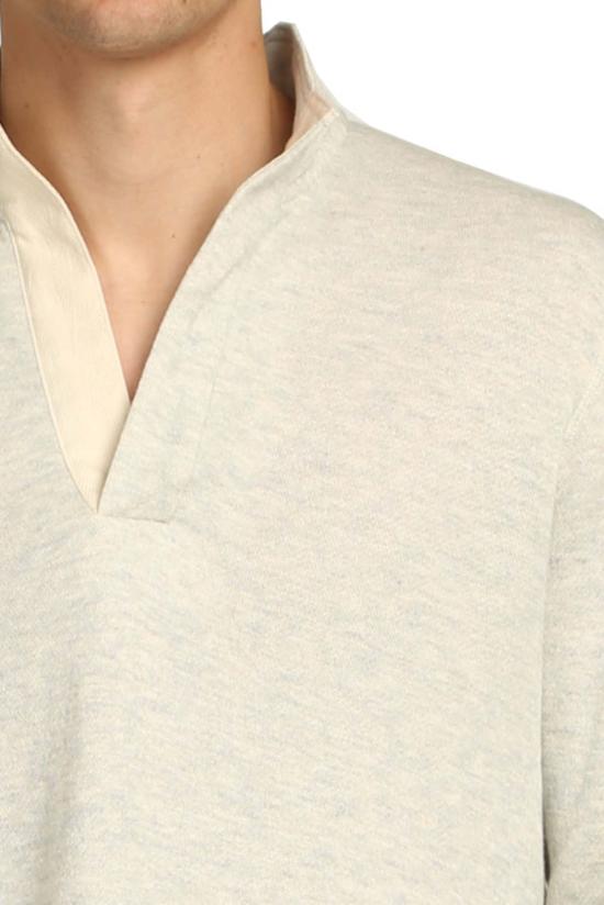  블루&크림 스웨터 팝 칼라 풀오버 소프트 그레이 - BLUE&CREAM